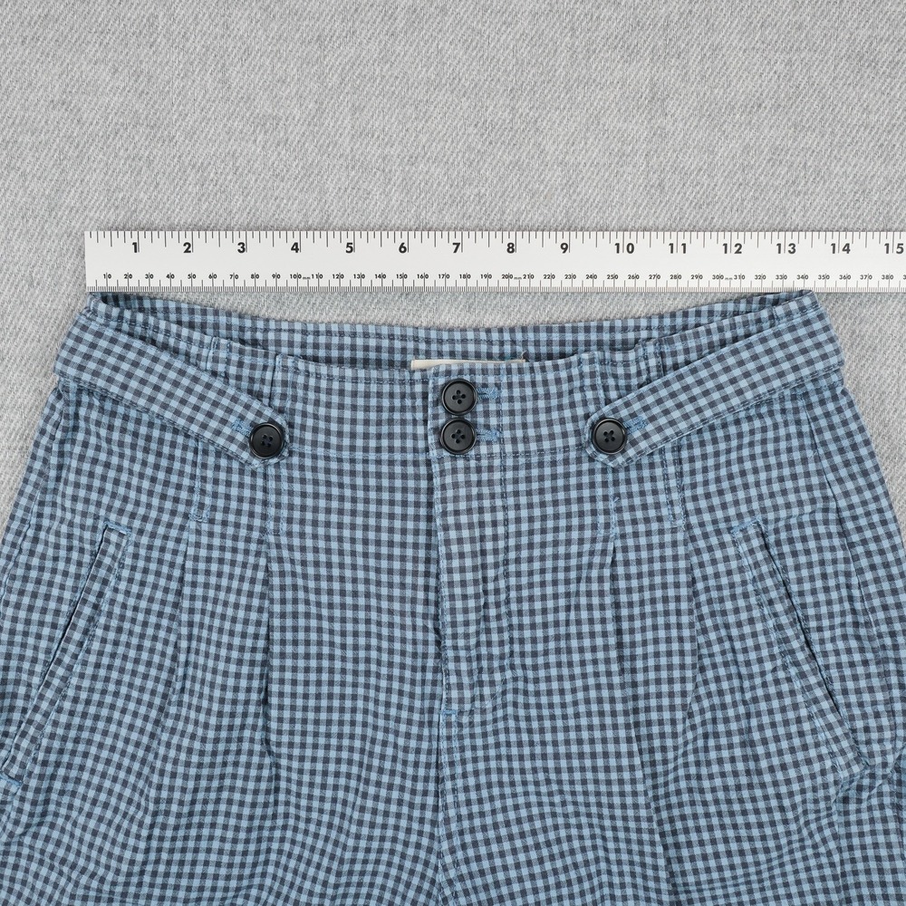 Sundance Pants Womens 4 Blue Gingham Ankle Linen Cotton 27 Waist 25.5 Inseam - Picture 14 of 15